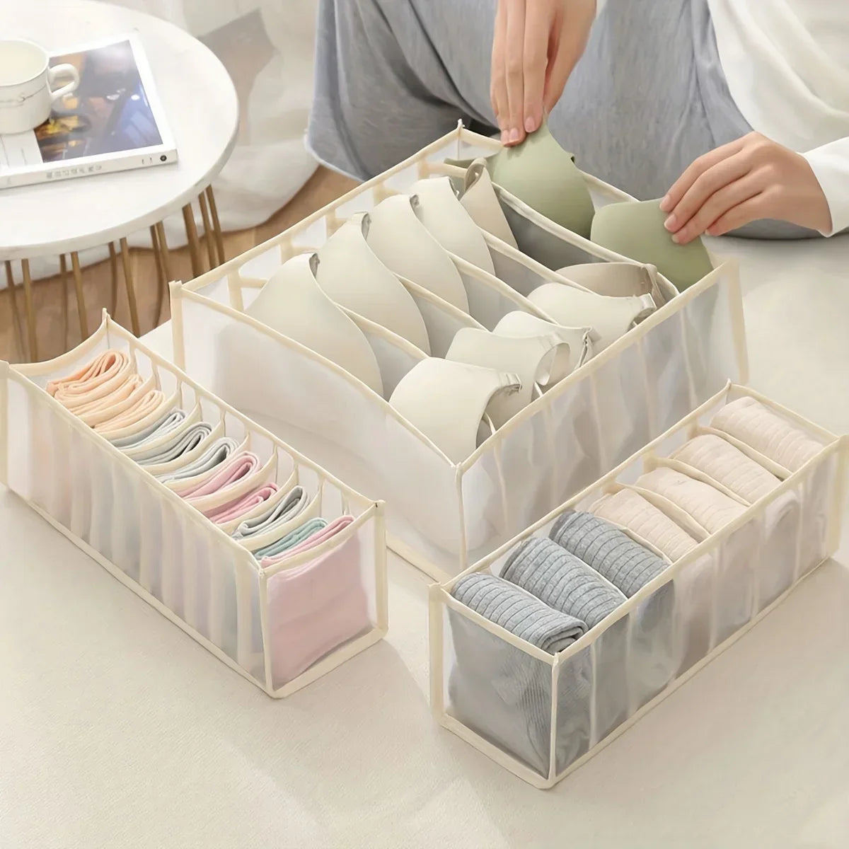 Foldable Closet Organizer Box – 7/9/11 Grid Drawer Storage for Socks, Underwear, Bras & Jeans