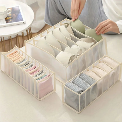 Foldable Closet Organizer Box – 7/9/11 Grid Drawer Storage for Socks, Underwear, Bras & Jeans