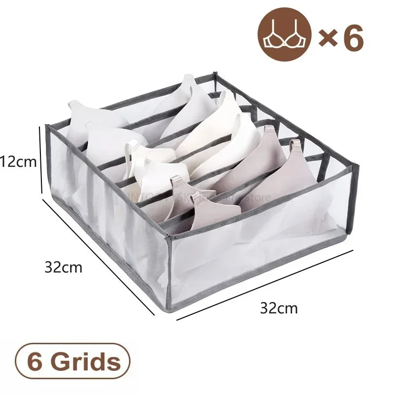 Closet Underwear & Bra Organizer Box – Foldable Non-Woven Drawer Divider for Socks, Ties & Scarves