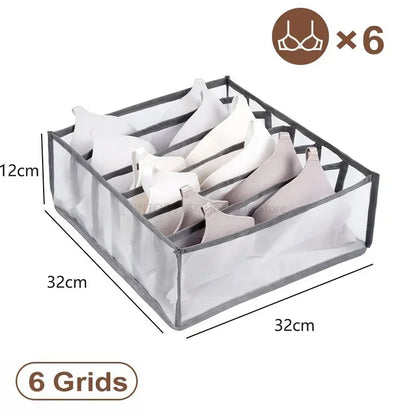 Closet Underwear & Bra Organizer Box – Foldable Non-Woven Drawer Divider for Socks, Ties & Scarves