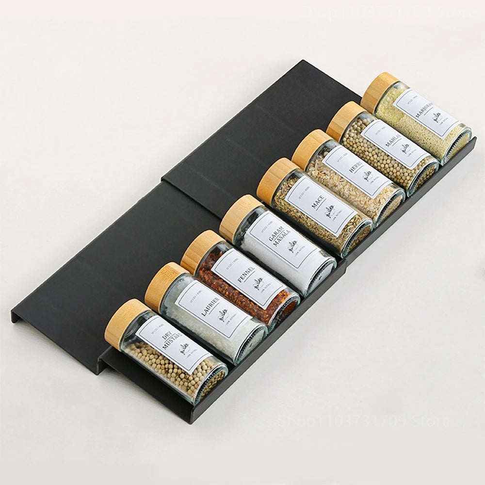 4-Layer Kitchen Spice Drawer Organizer – Adjustable Rack for Spice Jars & Seasoning Bottles