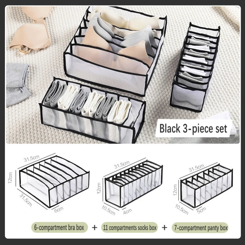 Foldable Underwear & Bra Organizer Box – Plastic Drawer Divider for Closet, Wardrobe & Bedroom Shelf