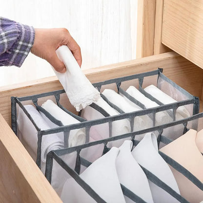Closet Underwear & Bra Organizer Box – Foldable Non-Woven Drawer Divider for Socks, Ties & Scarves