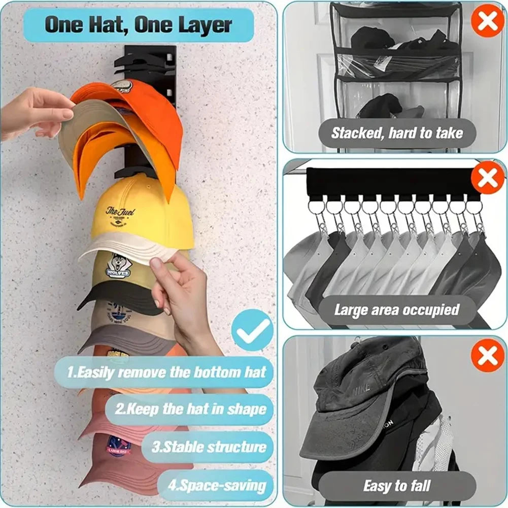 Baseball Cap Organizer – 10-Grid Rotating Hat Rack for Closet, Door & Wall Storage