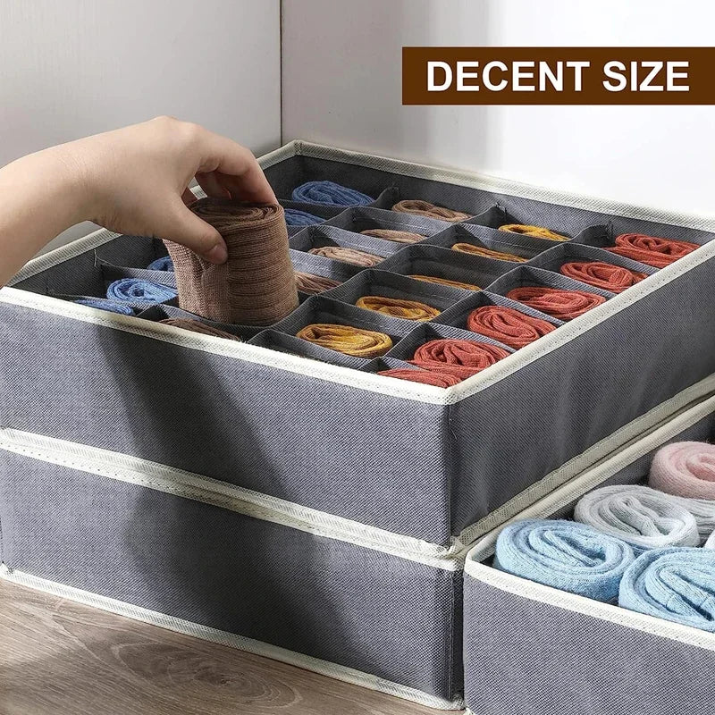Sock & Underwear Drawer Organizer – Foldable Closet Divider Bins