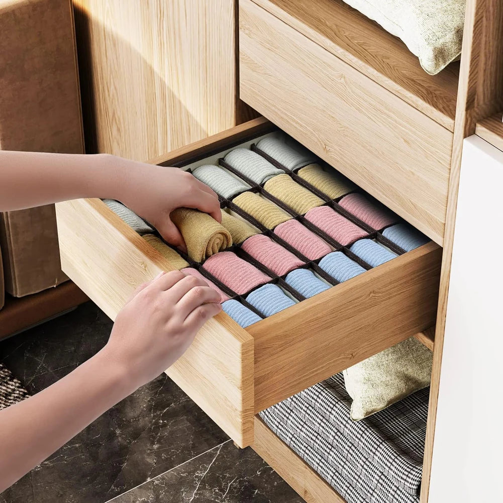 Sock & Underwear Drawer Organizer – Foldable Closet Divider Bins
