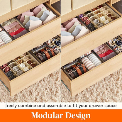 Sock & Underwear Drawer Organizer – Foldable Closet Divider Bins