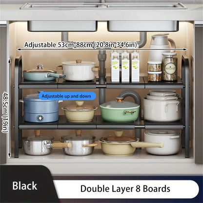 Expandable Under-Sink Cabinet Organizer – Multi-Use Shelf Rack for Kitchen & Bathroom