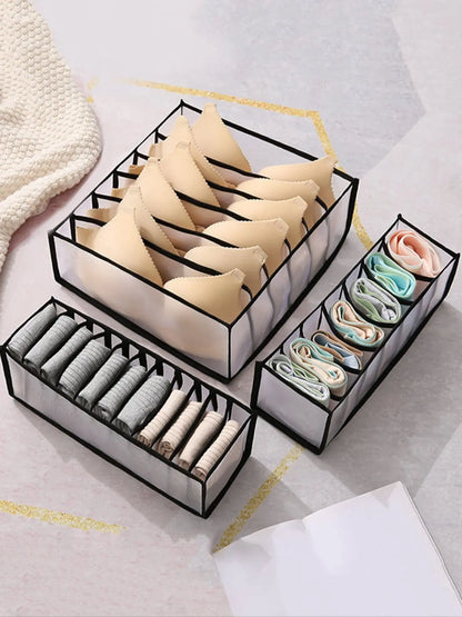Foldable Drawer Organizer – 7/9/11 Grid Storage Box for Socks, Underwear, Bras & Jeans
