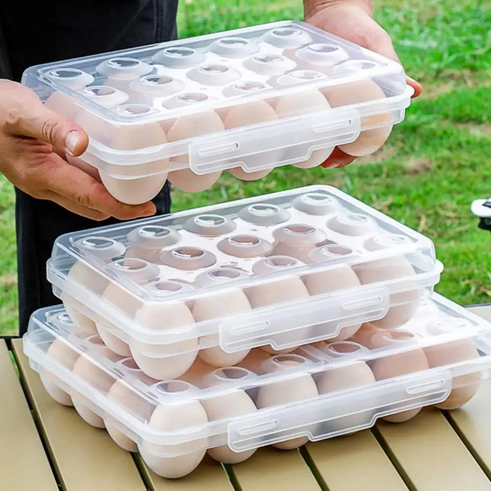 Portable Egg Holder with Lid – Stackable Plastic Egg Tray for Fridge, Camping & Outdoor Use