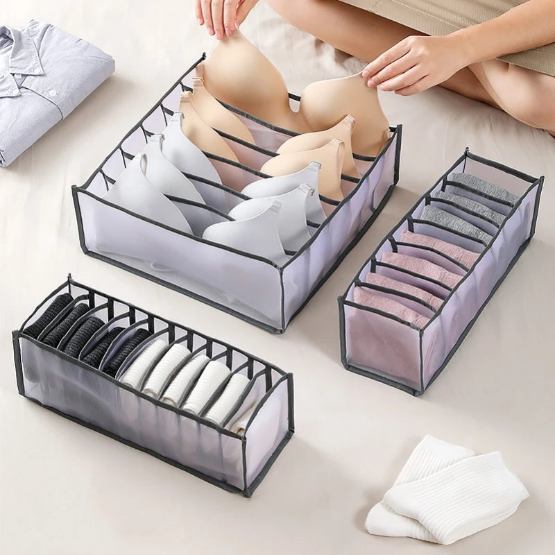 Foldable Underwear & Bra Organizer Box – Plastic Drawer Divider for Closet, Wardrobe & Bedroom Shelf