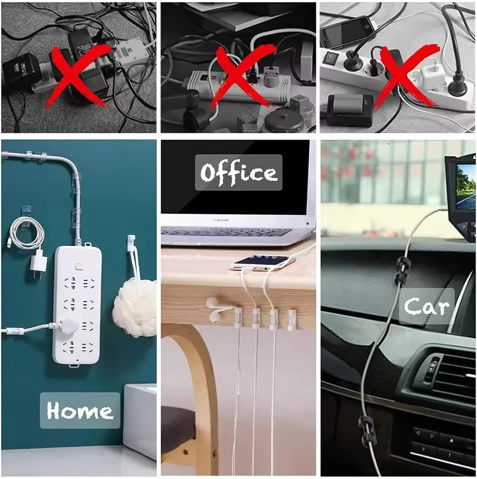 Cable Clips Wire Holder – Self-Adhesive Cord Management Clamps for Home, Office & Car (5 to 60-Pack)