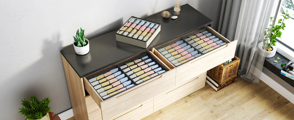 Sock & Underwear Drawer Organizer – Foldable Closet Divider Bins
