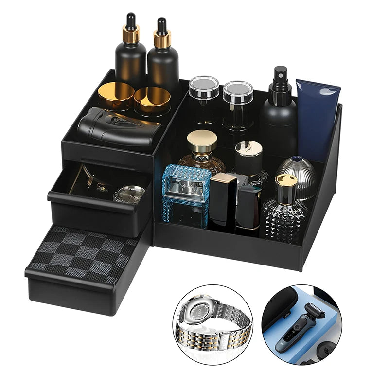 Cologne Organizer For Men – Bathroom Countertop Organizer with Drawers & 7 Compartments