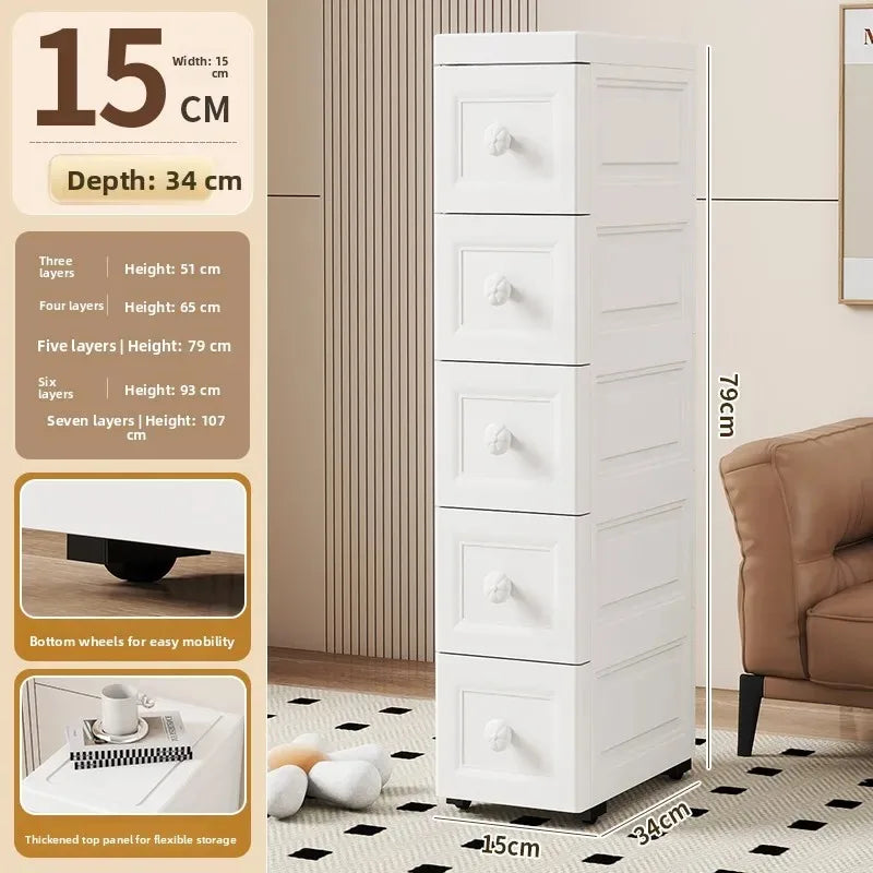 Narrow Stackable Storage Bin – Slim PP Organizer for Kitchen, Bathroom & Closet (3 to 7 Layers)