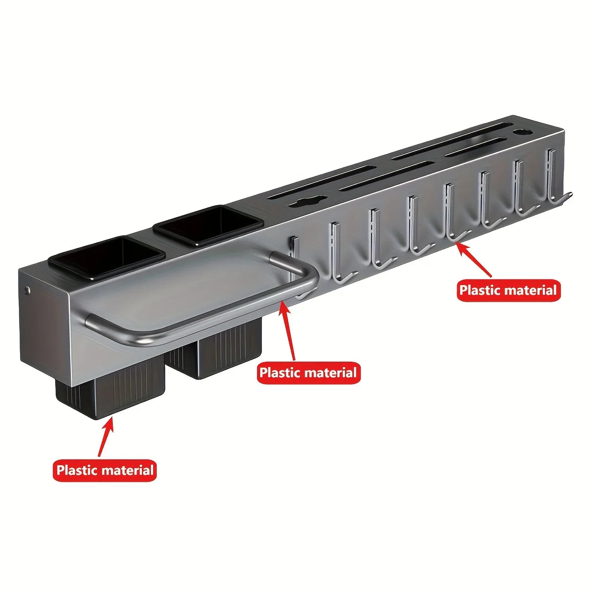 Wall-Mounted Kitchen Organizer – No-Drill Carbon Steel Knife & Utensil Rack, Space Saving