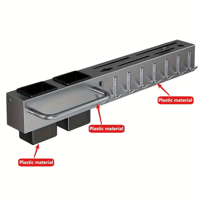 Wall-Mounted Kitchen Organizer – No-Drill Carbon Steel Knife & Utensil Rack, Space Saving