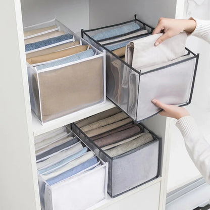 Foldable Clothing Drawer Organizer – Multi-Grid Nylon Storage Box for Jeans, Socks, Bras & Ties