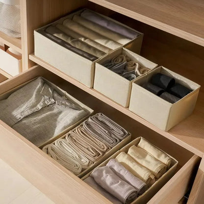 Fabric Drawer Organizer Bins – Foldable Dresser Dividers for Clothing, Socks, Underwear & Ties (3 or 6-Pack)