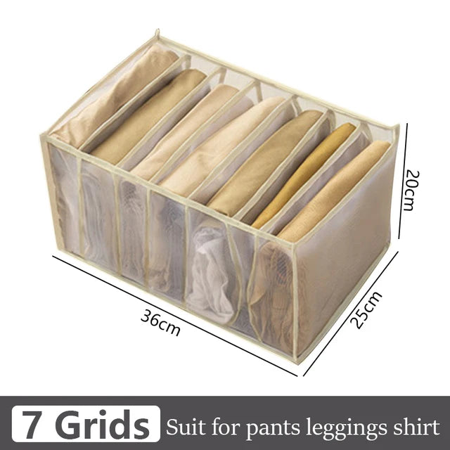 Foldable Clothing Drawer Organizer – Multi-Grid Nylon Storage Box for Jeans, Socks, Bras & Ties