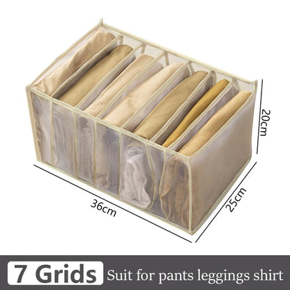 Foldable Clothing Drawer Organizer – Multi-Grid Nylon Storage Box for Jeans, Socks, Bras & Ties