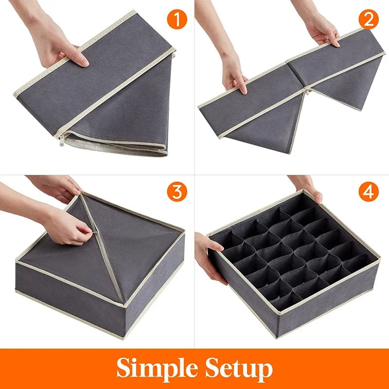 Sock & Underwear Drawer Organizer – Foldable Closet Divider Bins
