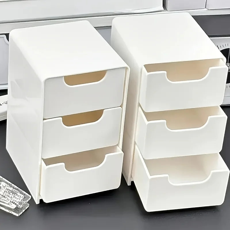 3-Tier Desk Organizer with Drawers – Portable Storage Box for Office Supplies, Jewelry & Cosmetics
