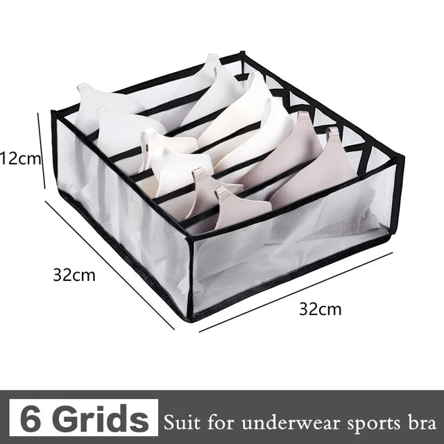 Foldable Clothing Drawer Organizer – Multi-Grid Nylon Storage Box for Jeans, Socks, Bras & Ties