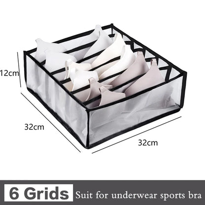 Foldable Clothing Drawer Organizer – Multi-Grid Nylon Storage Box for Jeans, Socks, Bras & Ties
