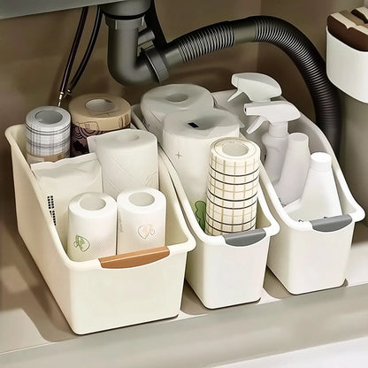 Under-Sink Organizer with Wheels – Plastic Storage Bins & Bottle Organizer for Kitchen & Bathroom Cabinet (Set of 2 or 3)