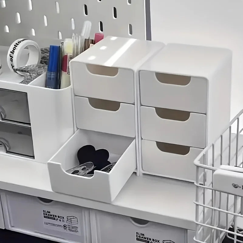 3-Tier Desk Organizer with Drawers – Portable Storage Box for Office Supplies, Jewelry & Cosmetics