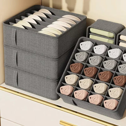 Closet Underwear & Sock Organizer Box – Foldable Fabric Drawer Divider for Ties, Belts & Scarves