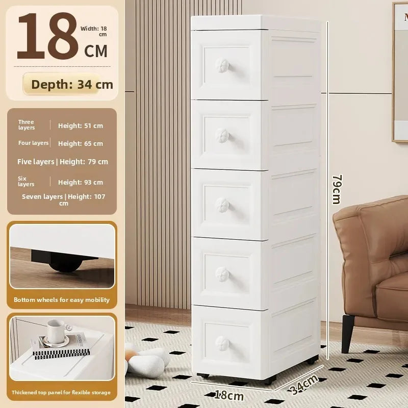 Narrow Stackable Storage Bin – Slim PP Organizer for Kitchen, Bathroom & Closet (3 to 7 Layers)