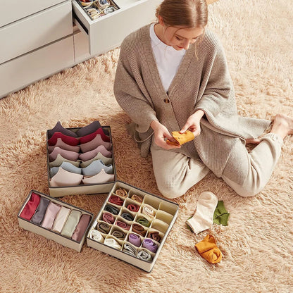 Sock & Underwear Drawer Organizer – Foldable Closet Divider Bins