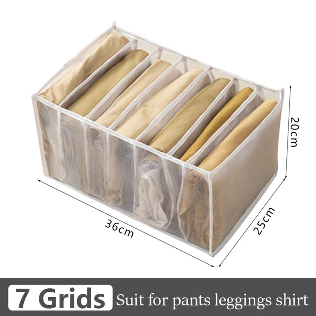 Foldable Clothing Drawer Organizer – Multi-Grid Nylon Storage Box for Jeans, Socks, Bras & Ties
