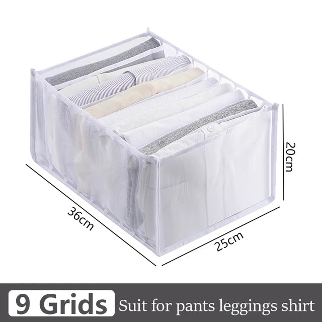 Foldable Clothing Drawer Organizer – Multi-Grid Nylon Storage Box for Jeans, Socks, Bras & Ties