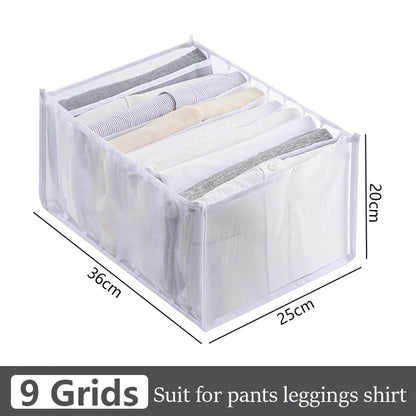 Foldable Clothing Drawer Organizer – Multi-Grid Nylon Storage Box for Jeans, Socks, Bras & Ties
