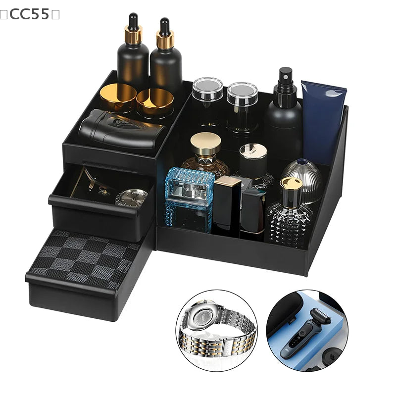 Cologne Organizer For Men – Bathroom Countertop Organizer with Drawers & 7 Compartments