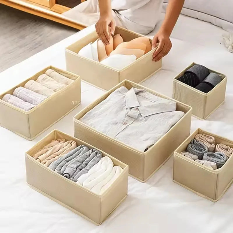 Fabric Drawer Organizer Bins – Foldable Dresser Dividers for Clothing, Socks, Underwear & Ties (3 or 6-Pack)
