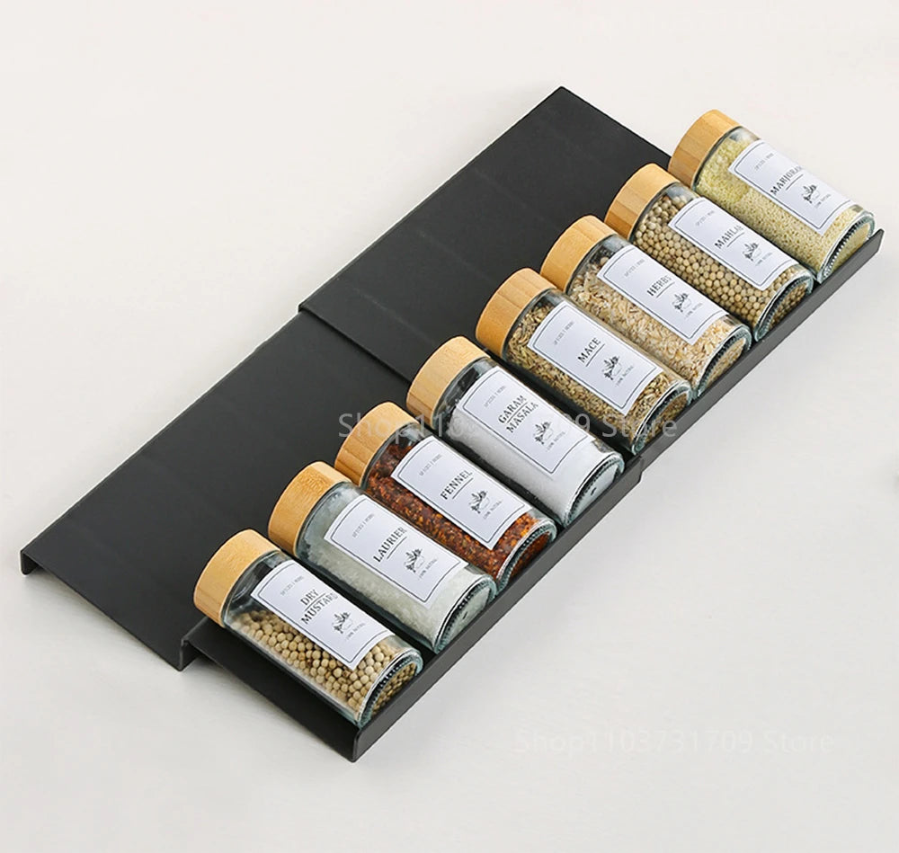 4-Layer Kitchen Spice Drawer Organizer – Adjustable Rack for Spice Jars & Seasoning Bottles