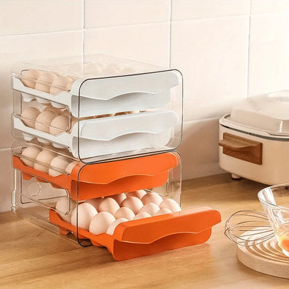 Egg Storage Box – 2-Layer Drawer Fridge Organizer for 32 Eggs