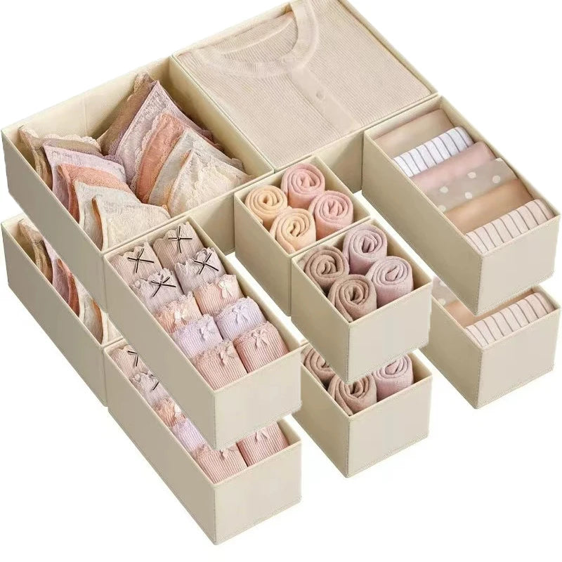 Fabric Drawer Organizer Bins – Foldable Dresser Dividers for Clothing, Socks, Underwear & Ties (3 or 6-Pack)