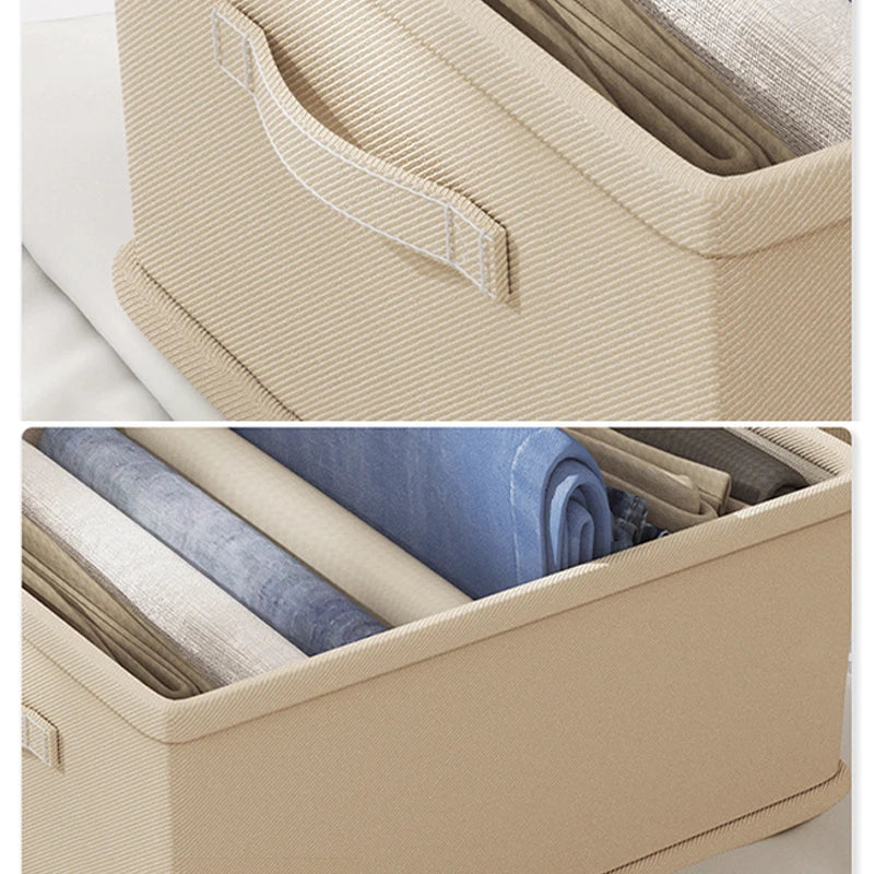 Wardrobe Clothes Organizer Box – Fabric Compartment Storage for Jeans, Trousers, Underwear & Socks