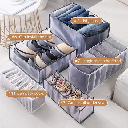 Closet Underwear & Bra Organizer Box – Foldable Non-Woven Drawer Divider for Socks, Ties & Scarves
