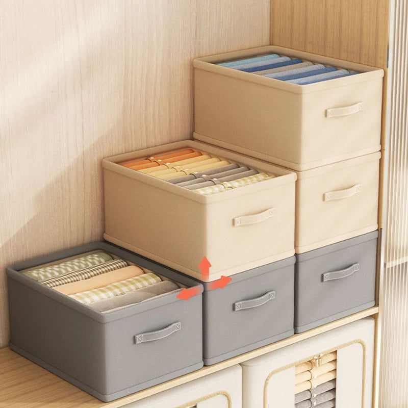 Wardrobe Clothes Organizer Box – Fabric Compartment Storage for Jeans, Trousers, Underwear & Socks