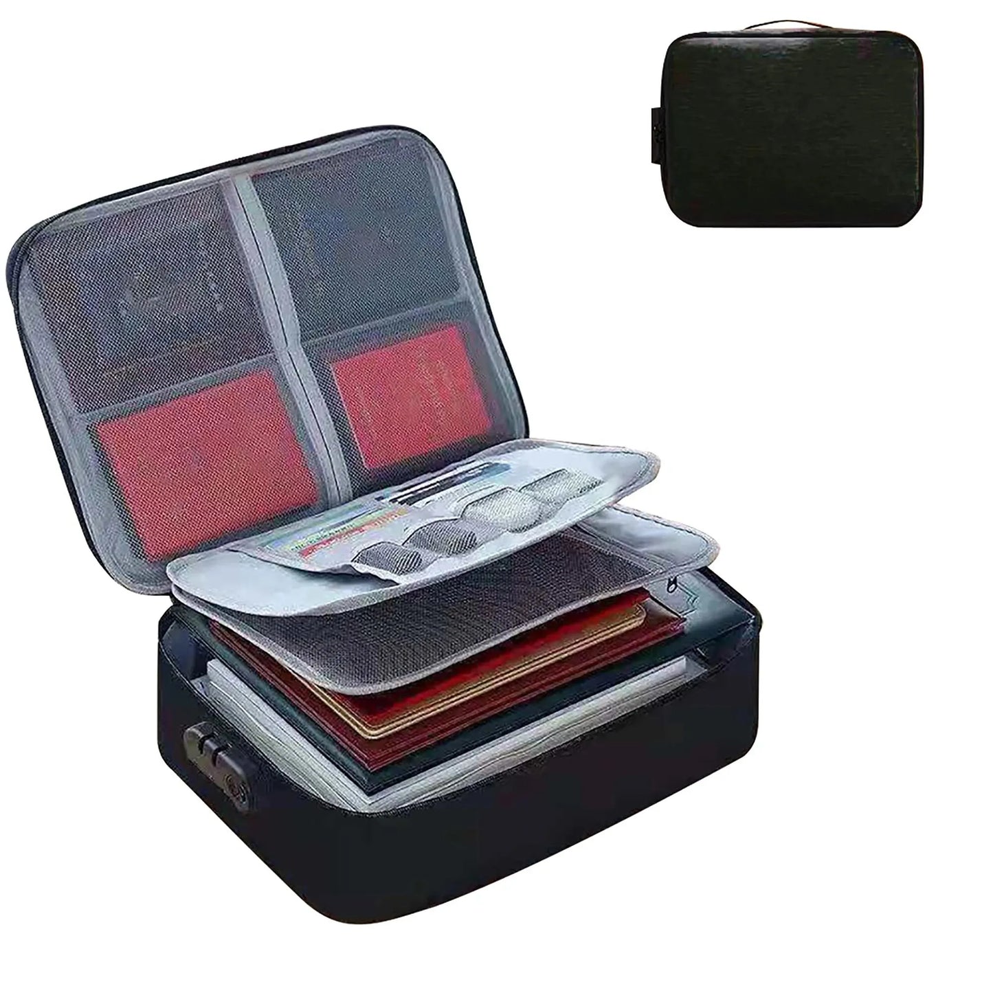 Document Organizer Briefcase – 3-Layer File & Passport Holder with Code Lock