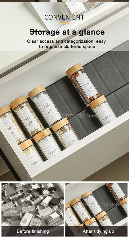 4-Layer Kitchen Spice Drawer Organizer – Adjustable Rack for Spice Jars & Seasoning Bottles