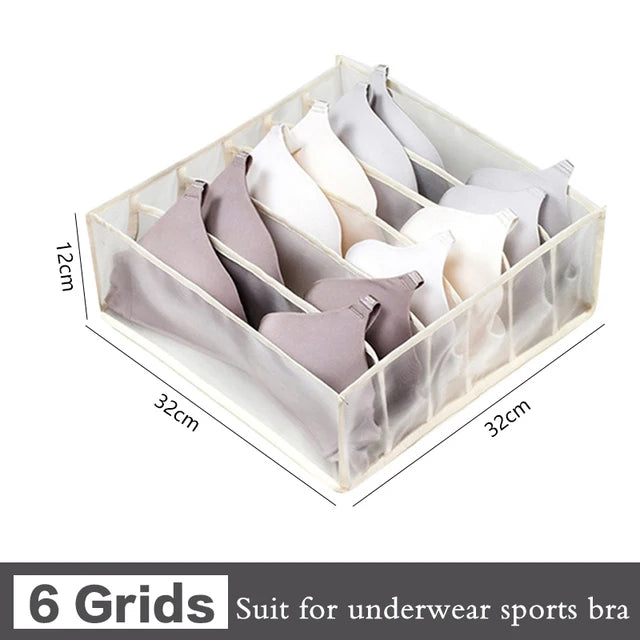 Foldable Clothing Drawer Organizer – Multi-Grid Nylon Storage Box for Jeans, Socks, Bras & Ties