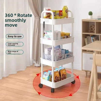 5-Tier Kitchen Storage Shelf – Freestanding Rolling Trolley Rack for Pantry, Snacks & Produce