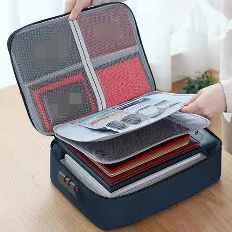Document Organizer Briefcase – 3-Layer File & Passport Holder with Code Lock